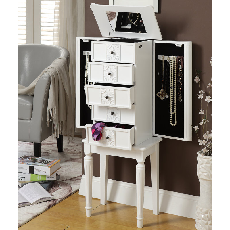 Alcott Hill® Armoire pour bijoux avec miroir Beaty et Commentaires